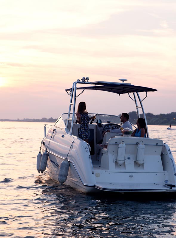 People on a boat in a lake